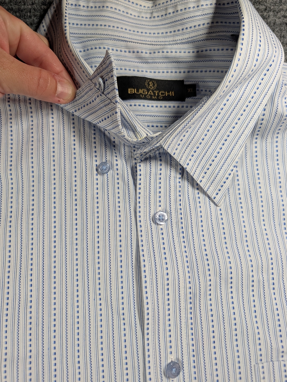 Bugatchi Light Blue Striped Dress Shirt - Picture 7 of 15